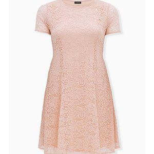 Torrid Light Pink Lace Fluted Dress